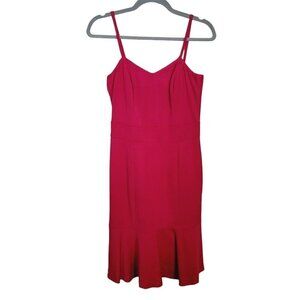 Banana Republic Sz 2 Tall Ruffle Hem Dress Raspberry Pink Knee Length Straps NEW